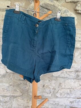Teal Casual Linen Shorts